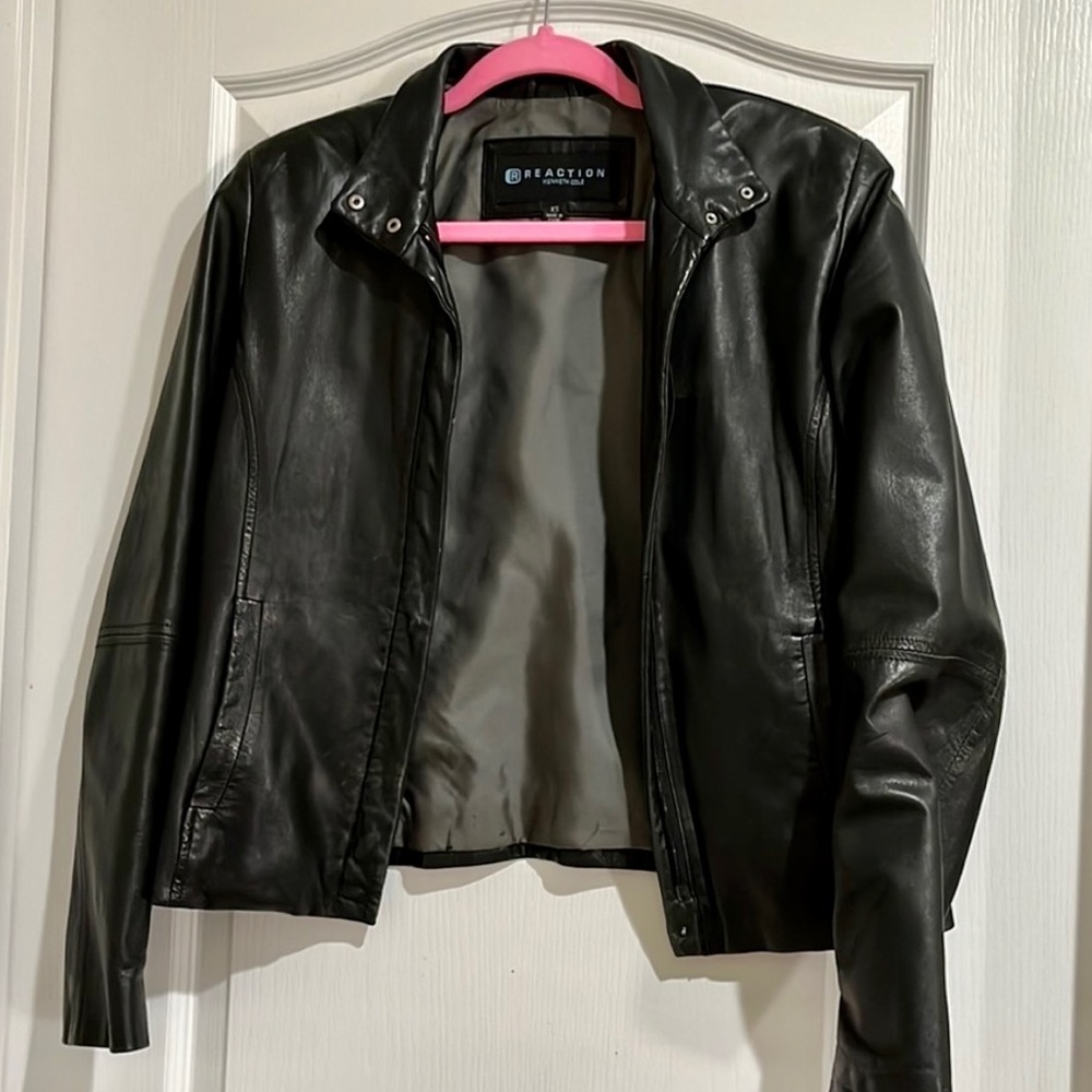 VTG Black Motto Leather Jacket - Picture 8 of 12